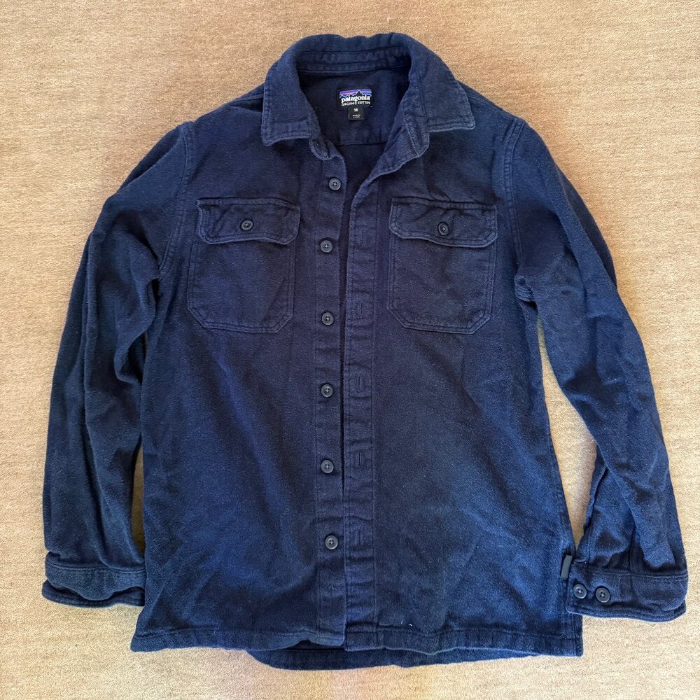 Patagonia Navy Fjord Flannel Shirt, Size XS
